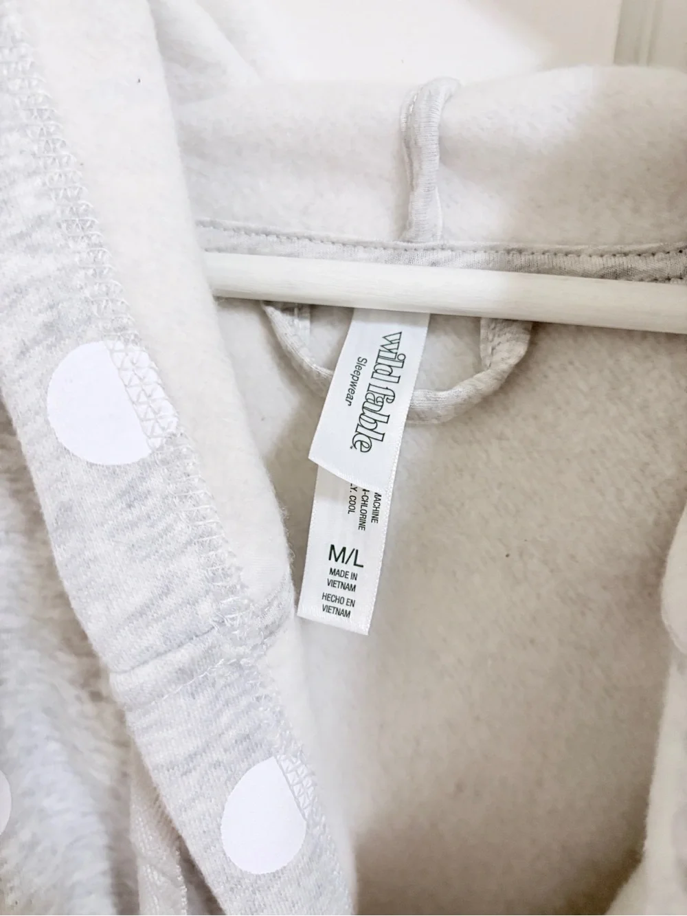 Wild Fable Polka Dot Plush Terry Hooded Robe - Light Gray